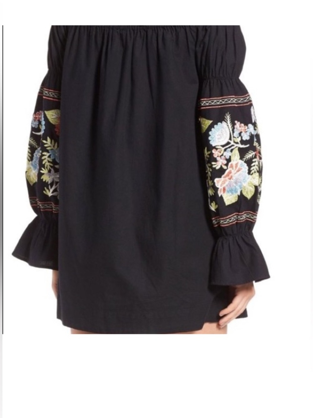 Free People Fleur Du Jour Embroidered Off Shoulder Boho Festival Dress - Picture 2 of 9